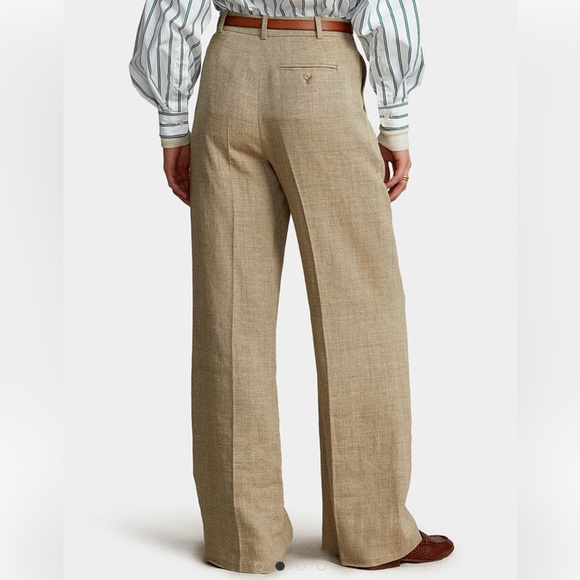 Polo Ralph Lauren Plaid Wool-Linen-Silk Blend Tweed Wide-Leg Pant NWT Size 8 - Picture 2 of 10